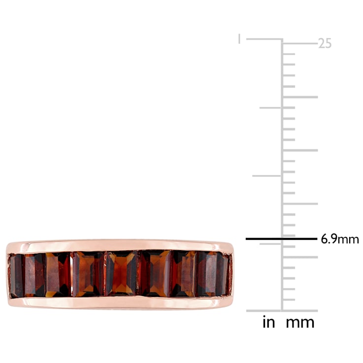 3 1/3 CTW Garnet Semi-Eternity Anniversary Band in Rose Plated Sterling Silver