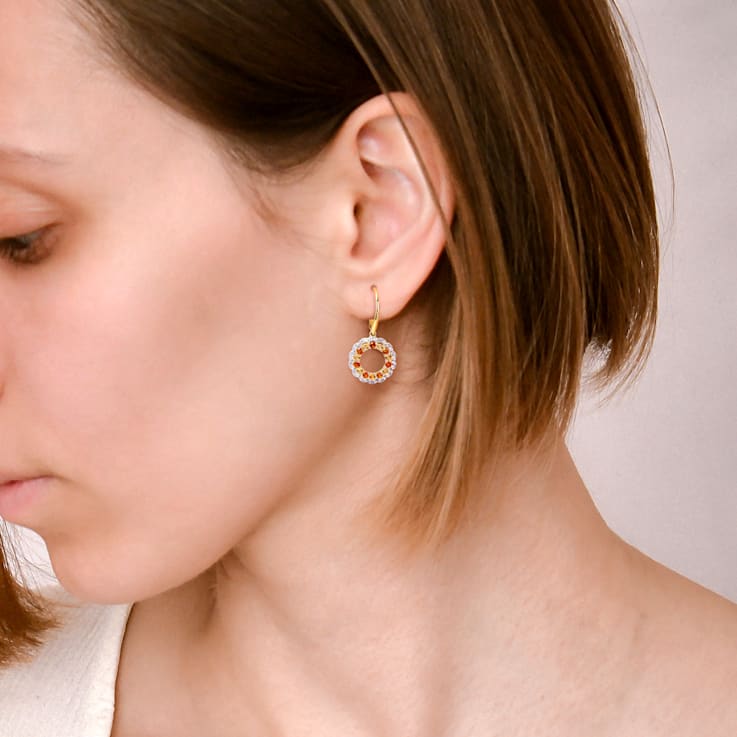 1 1/2 CT TGW Multi Gemstone Open Circle Drop Earrings in 18K Yellow Gold
Over Sterling Silver