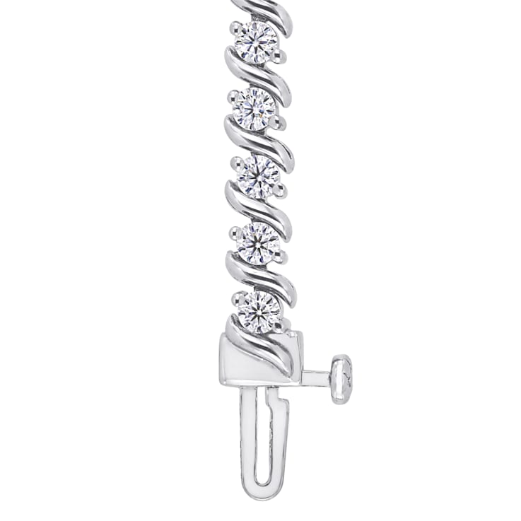 2 3/4 CT DEW Created Moissanite S-Link Tennis Bracelet in Sterling Silver