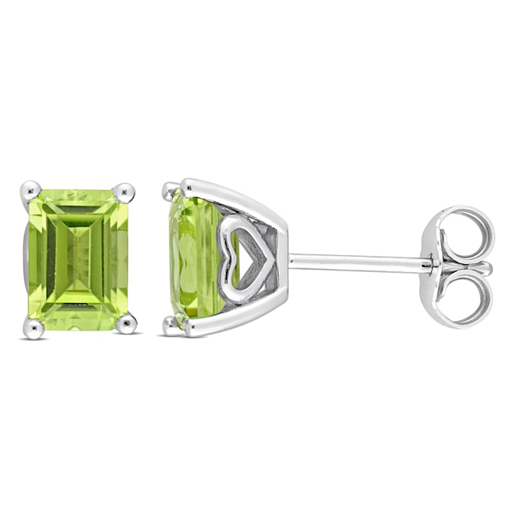 1 7/8 CT TGW Octagon Peridot Stud Earrings in Sterling Silver