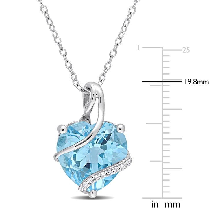 7 CT TGW Sky Blue Topaz and Diamond Accent Heart Wrapped Pendant with
Chain in Sterling Silver