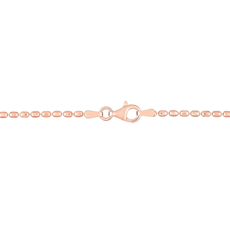 Oval Ball Chain Necklace in Rose Plated Sterling Silver