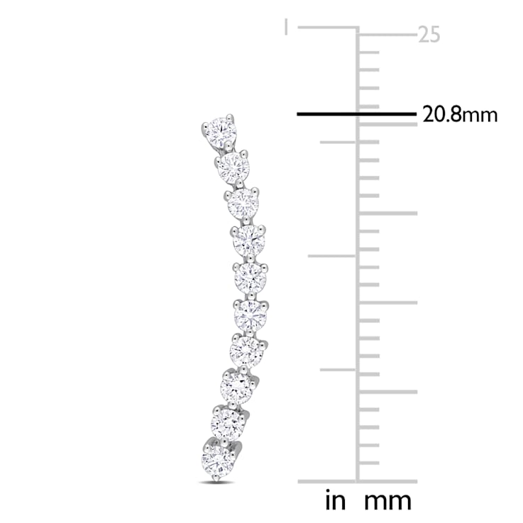 1/2 CT TW Diamond Curved Line Earrings in 14K White Gold