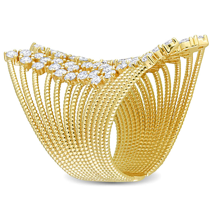 1 4/5 CT TW Diamond Multi-Row Open Cocktail Ring in 14K Yellow Gold