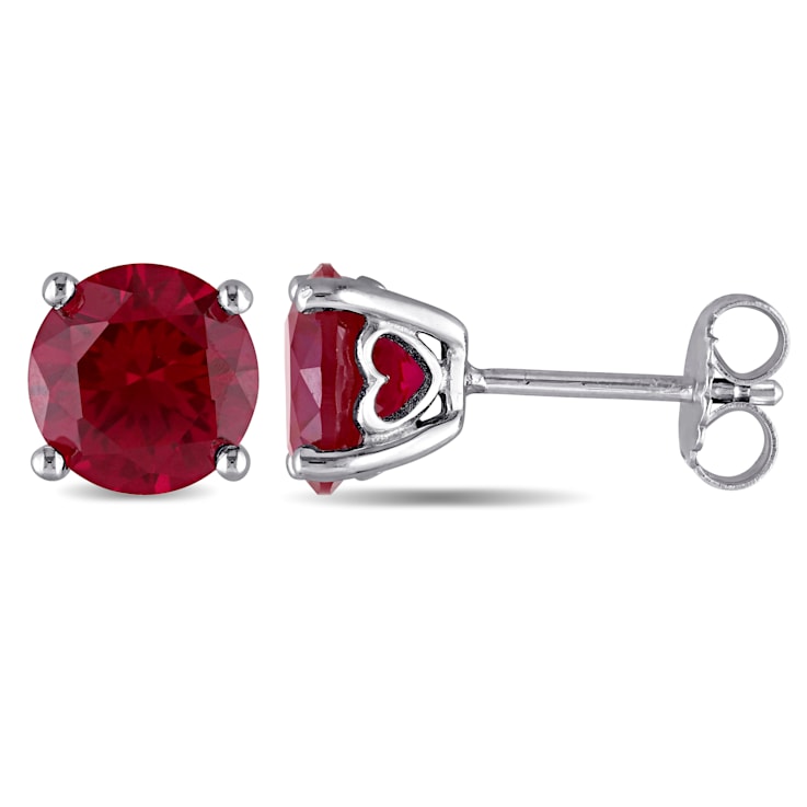 4 4/5 CT TGW Created Ruby Stud Earrings in Sterling Silver