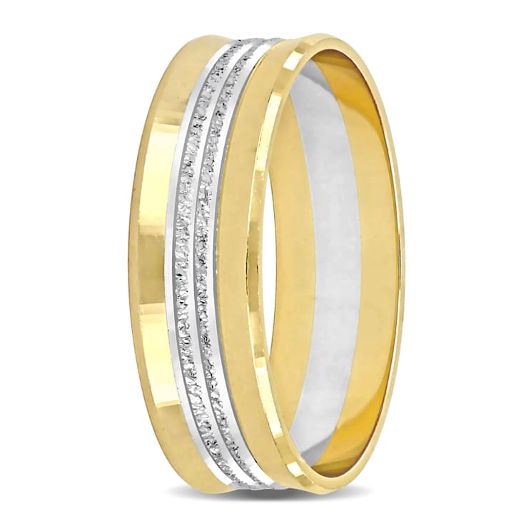 Men's 6mm Double Row Wedding Band in 10K 2-Tone Gold