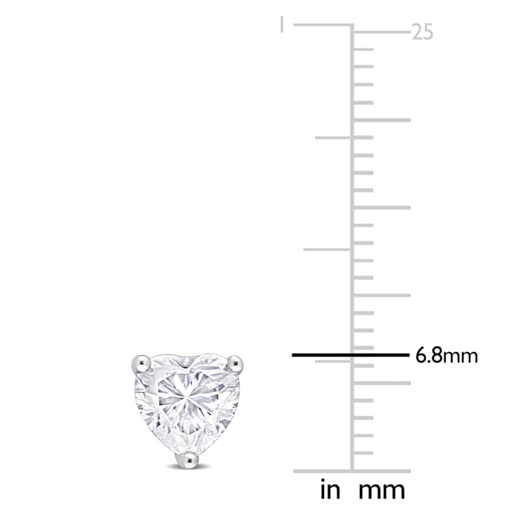 1 1/2 CT TGW Heart Shape Created Moissanite Stud Earrings in Sterling Silver