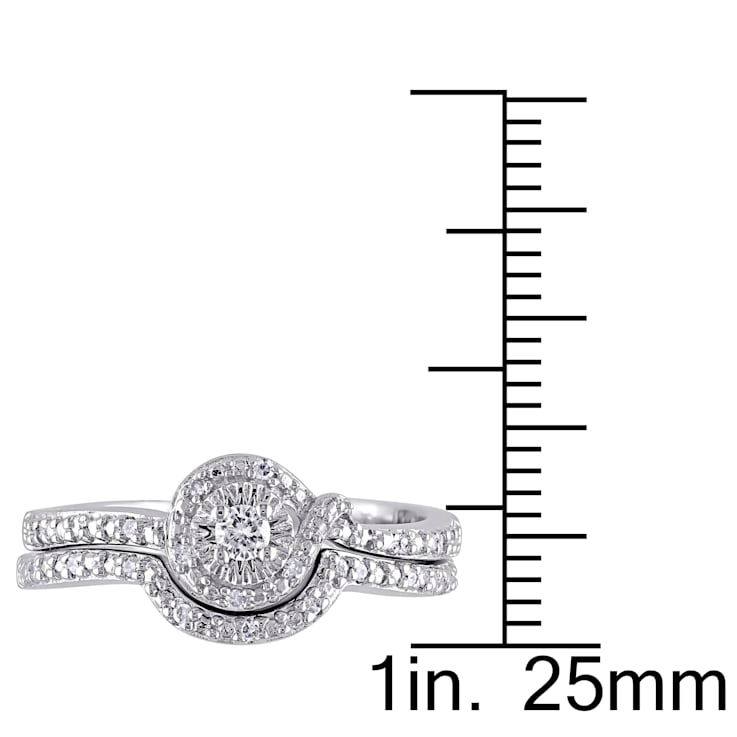 1/7 CT TW Diamond Halo Bridal Set in Sterling Silver