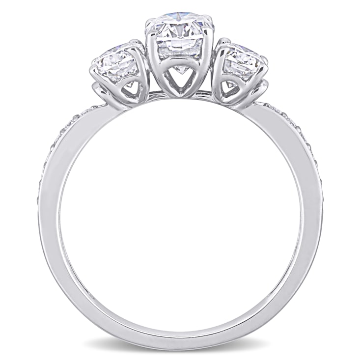 1-4/5 CT DEW Created Moissanite 3-Stone Engagement Ring in 10K White Gold