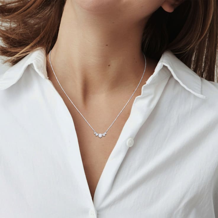 5/8ctw Lab-Grown Diamond 5-Stone Necklace in 14K White Gold
