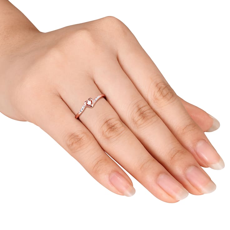 Diamond Heart Ring in 18K Rose Gold Over Sterling Silver