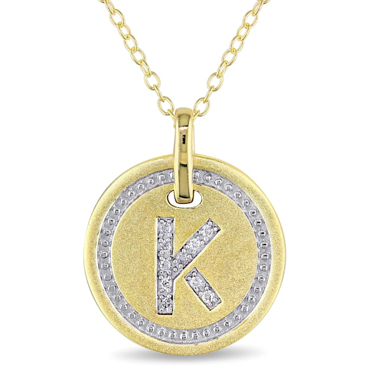 Pavé K Initial Pendant in 18K Yellow Gold with Diamonds