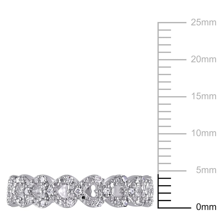 Diamond Heart Link Ring in Sterling Silver