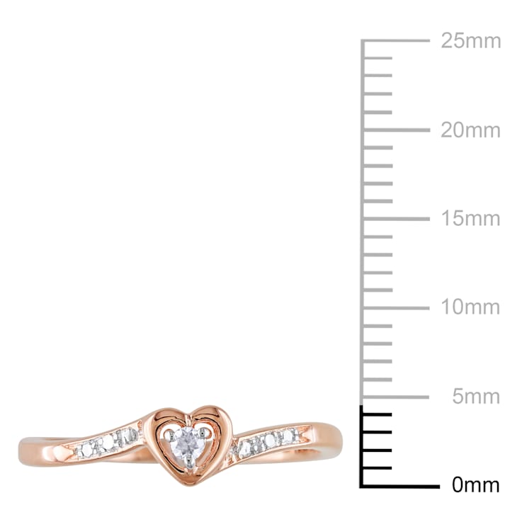 Diamond Heart Ring in 18K Rose Gold Over Sterling Silver