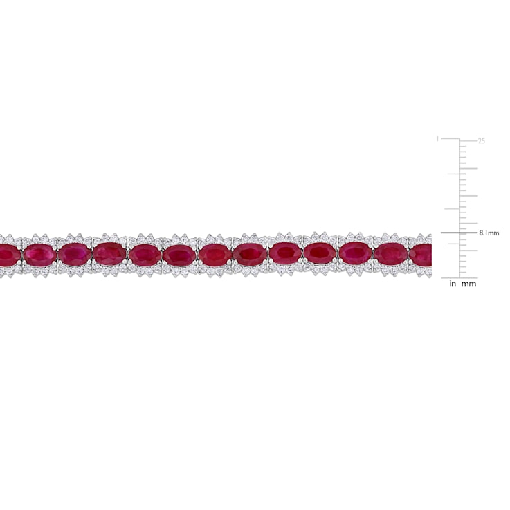 16 4/5 CT TGW Ruby and 2 1/4 CT TW Diamond Bracelet in 14K White Gold