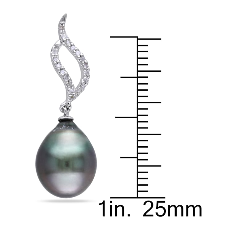 9-9.5MM Tahitian Cultured Pearl and Diamond Accent Drop Earrings in 10K
White Gold