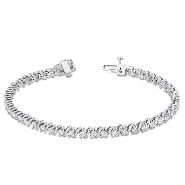 2 3/4 CT DEW Created Moissanite S-Link Tennis Bracelet in Sterling Silver