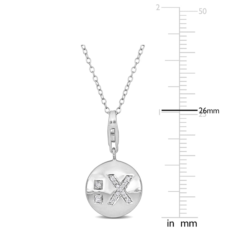 1/10 CT TW Diamond Emoticon Pendant with Chain in Sterling Silver