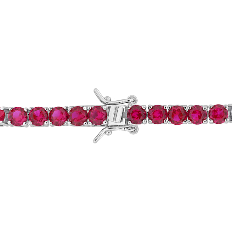 14 1/2 CT TGW Created Ruby Tennis Bracelet with Sterling Silver