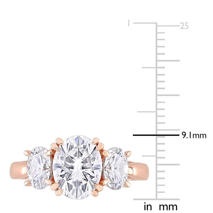 3 CT DEW Created Moissanite 3-Stone Engagement Ring in 10K Rose Gold