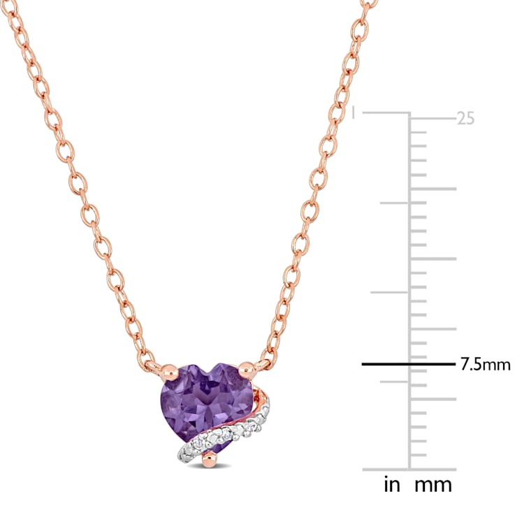 3/5 CT TGW Amethyst and Diamond Accent Heart Swirl Necklace in Rose
Plated Sterling Silver