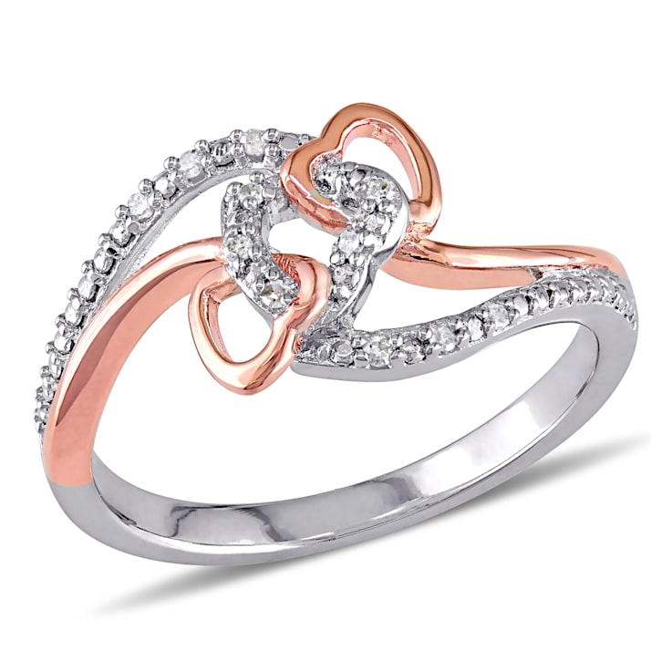 Diamond and silver intertwined ring deals