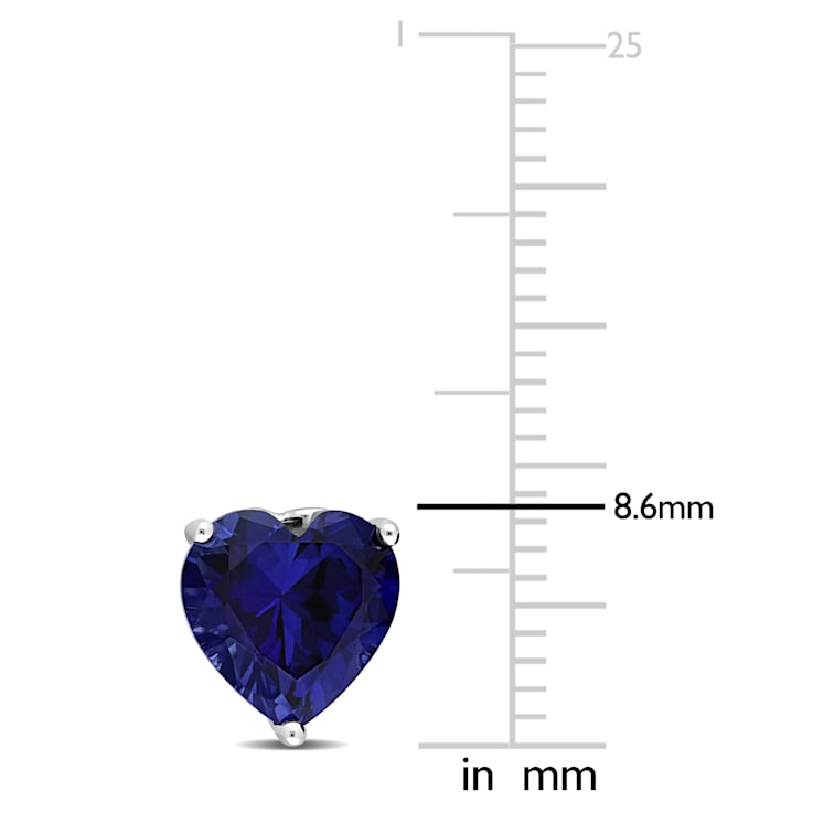 4 1/2 CT TGW Heart Shape Created Blue Sapphire Stud Earrings in Sterling Silver