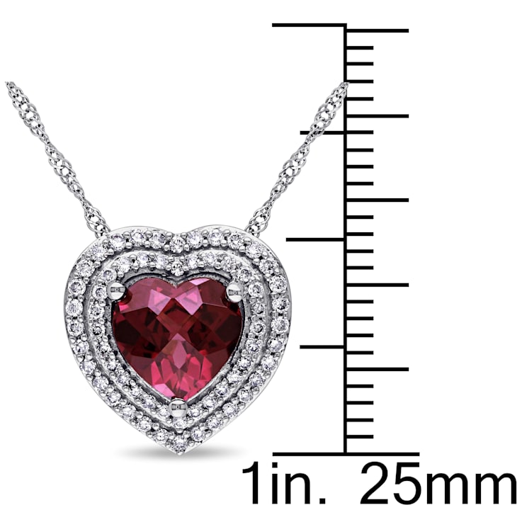 2 CT TGW Rhodolite and 1/4 CT TW Diamond Heart Pendant with Chain in 14K
White Gold