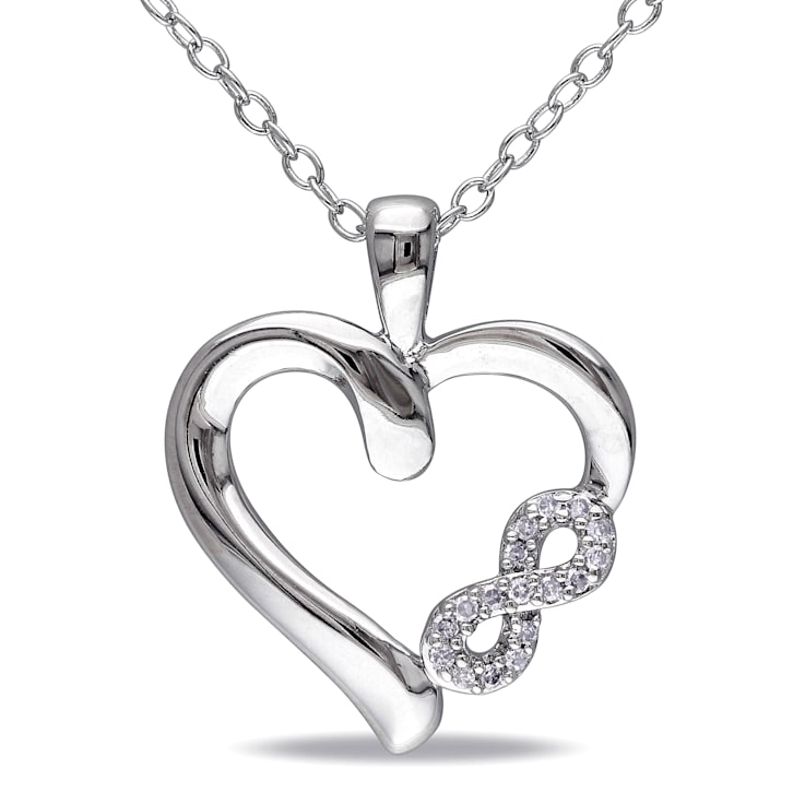 Diamond Infinity Heart Pendant with Chain in Sterling Silver