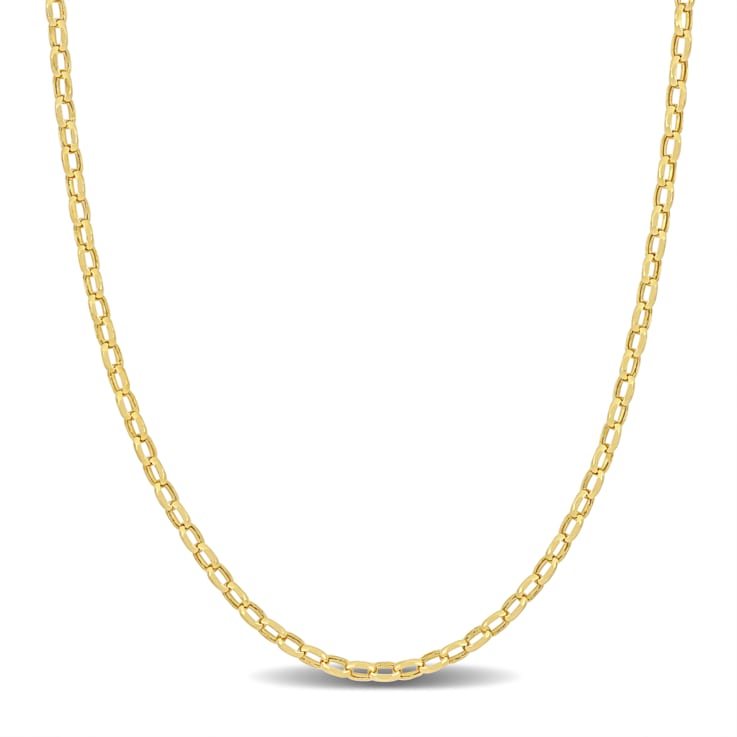 2.2mm Diamond Cut Oval Rolo Chain Necklace in 10k Yellow Gold, 16 in