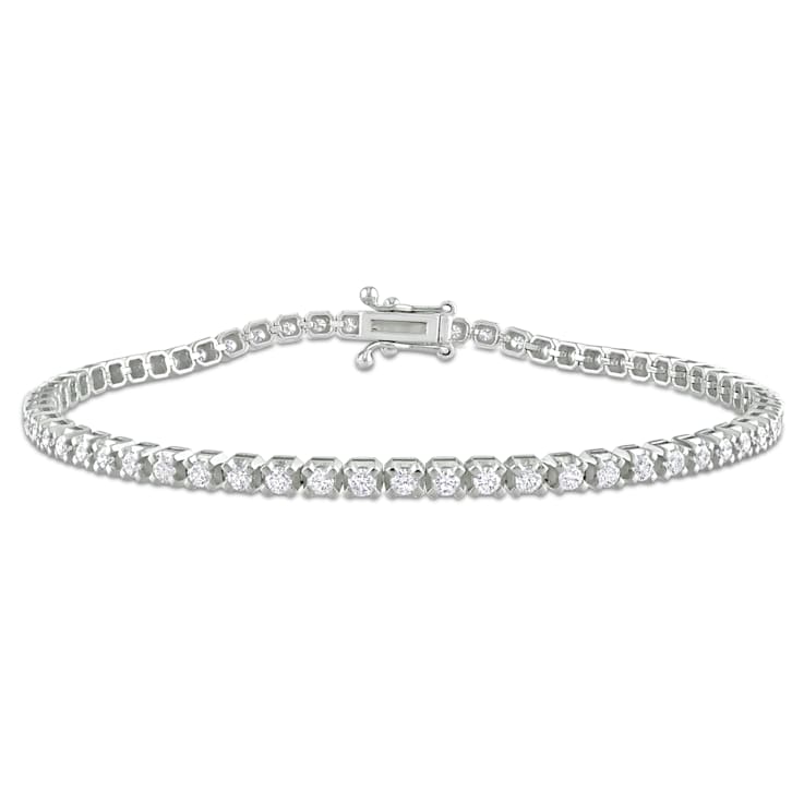 14K White Gold 1 3/4 CT TW Diamond Tennis Bracelet