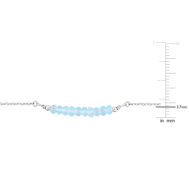 3/5  CT TGW Sky Blue Topaz Bead Bar Bracelet in Sterling Silver
