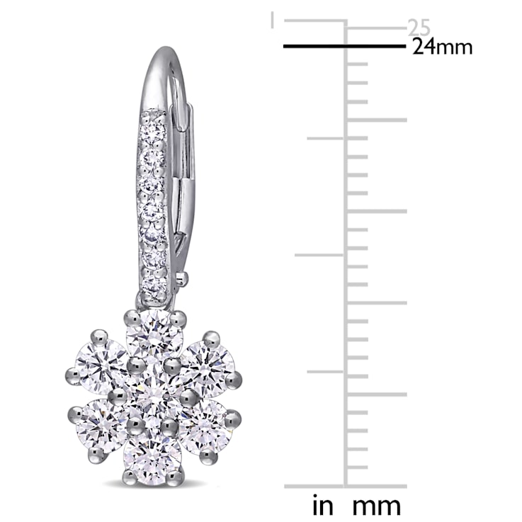 1 3/4 CT TGW Lab Grown Diamond Flower Earrings in 14K White Gold