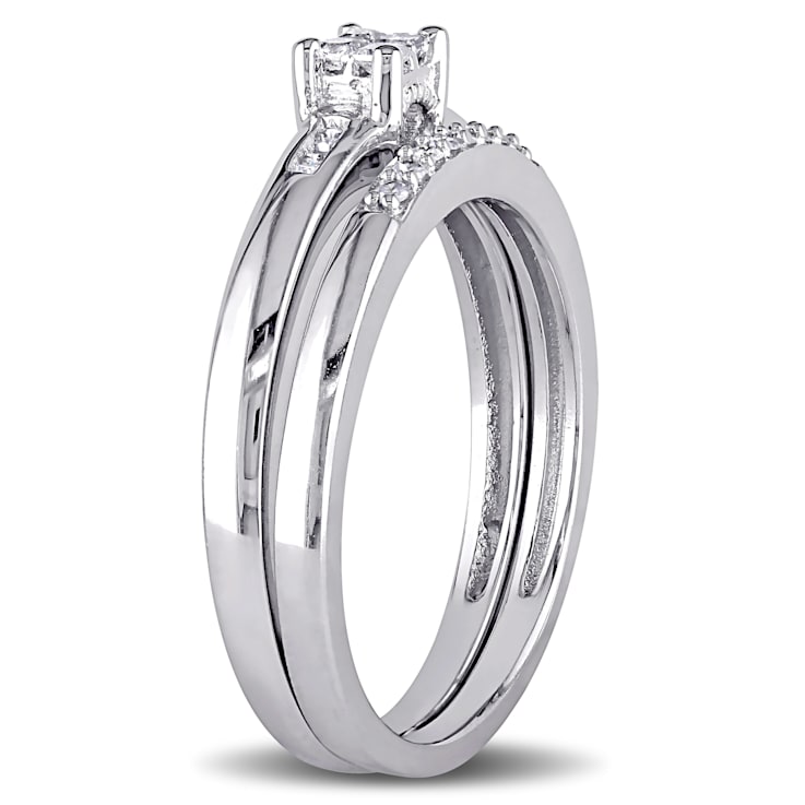 1/6 CT TW Princess Cut Diamond Quad Bridal Set in Sterling Silver