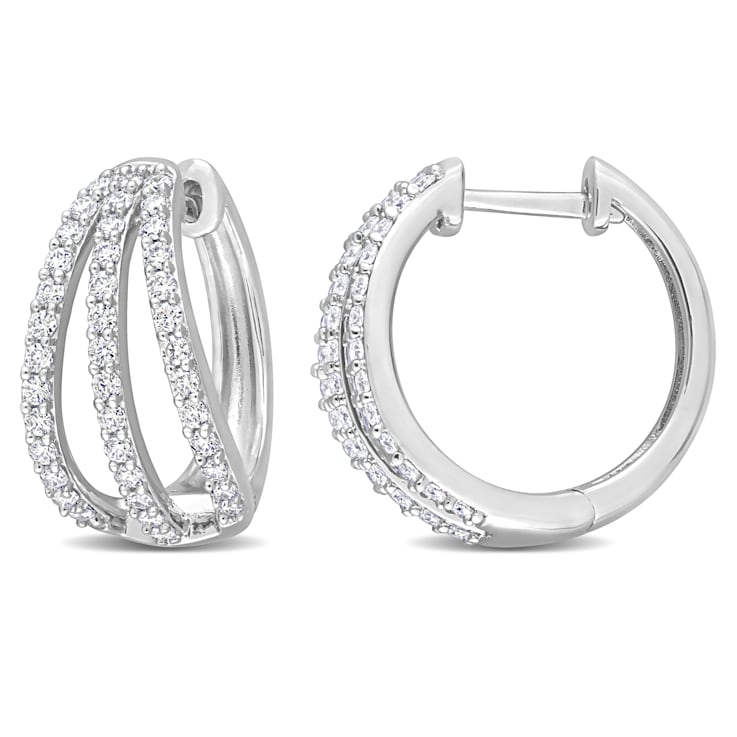 4/5 CT TGW Created Moissanite Hoop Earrings in Sterling Silver