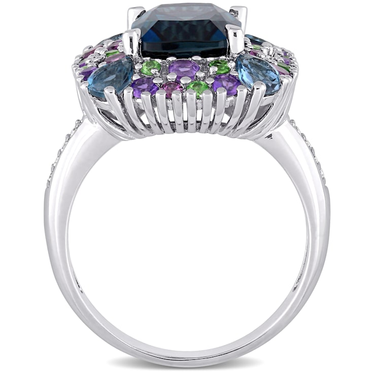 5 4/5 CTW Multi-Gemstone and Diamond Accent Cocktail Ring in Sterling Silver