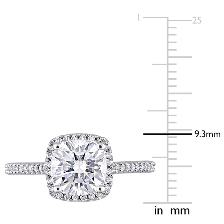 2 CT DEW Created Moissanite and 1/4 CTW Diamond Halo Engagement Ring 14K
White Gold