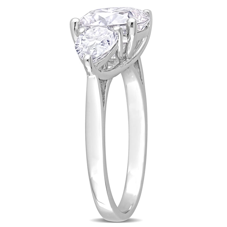 4 5/8 CT TGW Created Moissanite 3-Stone Ring in Sterling Silver