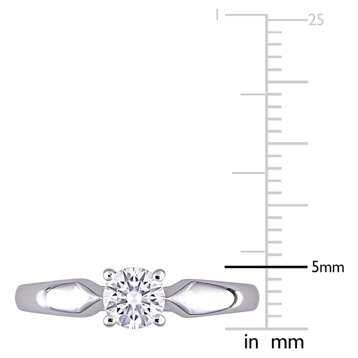 1/2 CT DEW Created Moissanite Solitaire Engagement Ring in 14K White Gold
