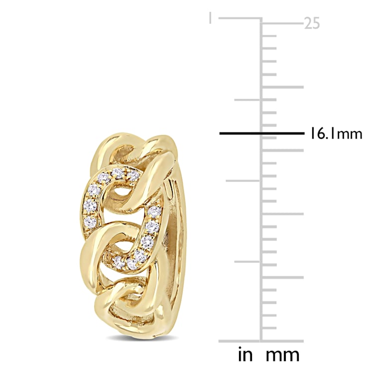 1/8 CT TW Diamond Link Chain Hoop Earrings in 14k Yellow Gold