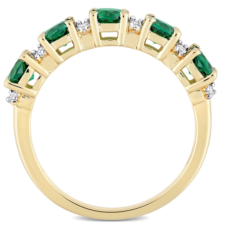 1 2/5 CTW Created Emerald and Created White Sapphire Ring in Yellow Gold
Plated Sterling Silver