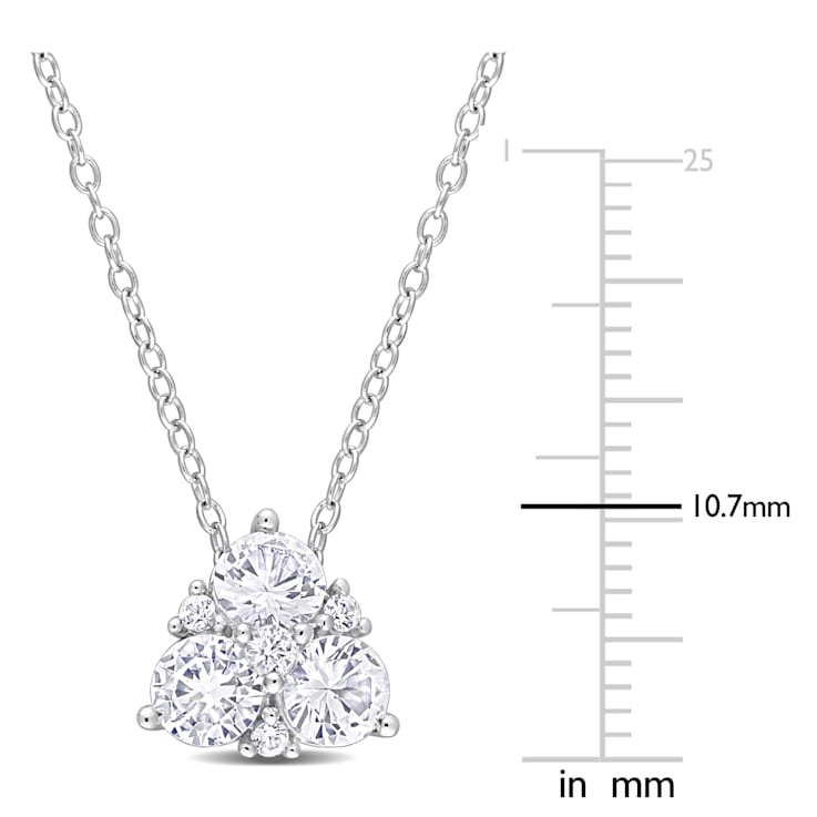1 1/2 CT TGW Created White Sapphire Drop Pendant with Chain in Sterling Silver