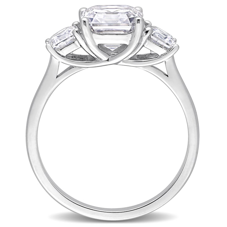 2 3/4 CT TGW Created Moissanite 3-Stone Ring in Sterling Silver
