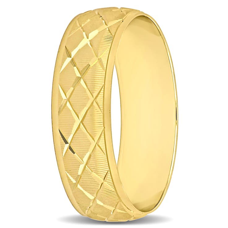 Men's 6mm Lattice Wedding Band in 14K Yellow Gold