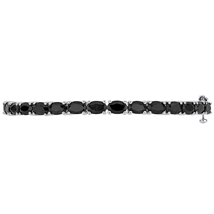 9-1/3 CT TGW Oval-Cut Black Sapphire Bangle in Sterling Silver