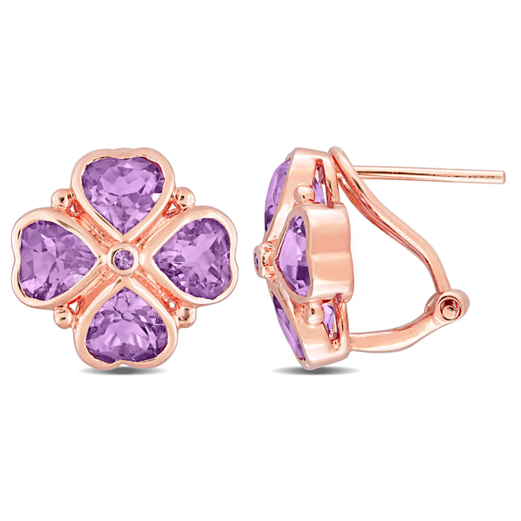 3 1/4 CT TGW Rose de France Clover Earrings in 18K Rose Gold Over
Sterling Silver
