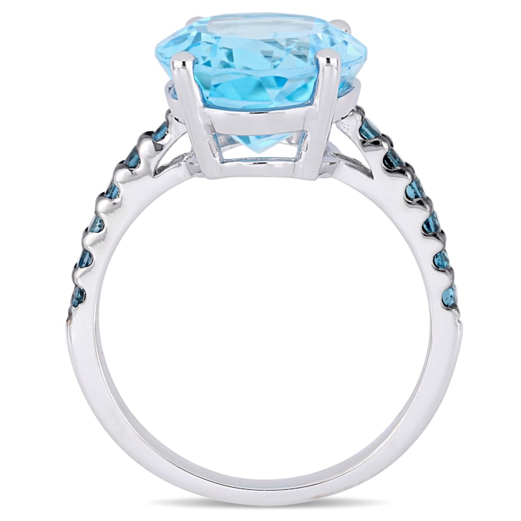 14.00 Carat London Blue Topaz Ring in Sterling Silver