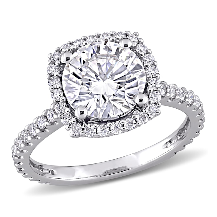 2-1/2 CT DEW Created Moissanite Halo Engagement Ring in 10K White Gold