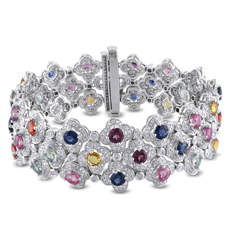 3 7/8 CT TW Diamond and 13 3/4 CTW Multi-Colored Sapphire and Rhodolite
Bracelet in 14K White Gold