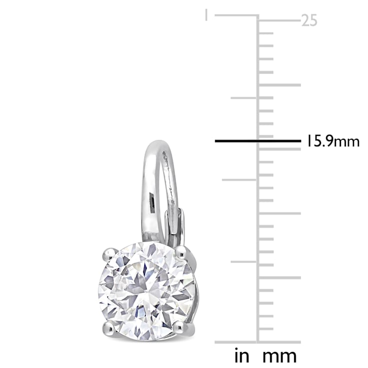 3 1/5 CT DEW Created Moissanite Solitaire Leverback Earrings in Sterling Silver